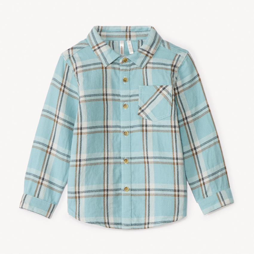 Camisa de manga larga de cuadros en franela para bebé niño 
