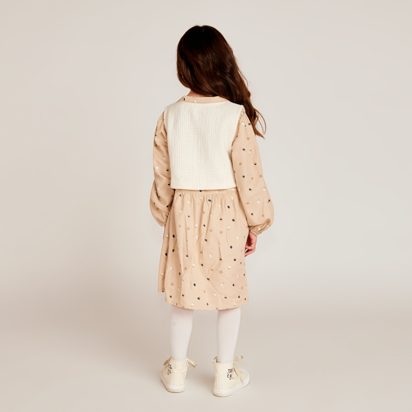Robe à pois 2 en 1 avec manches longues pour fille 