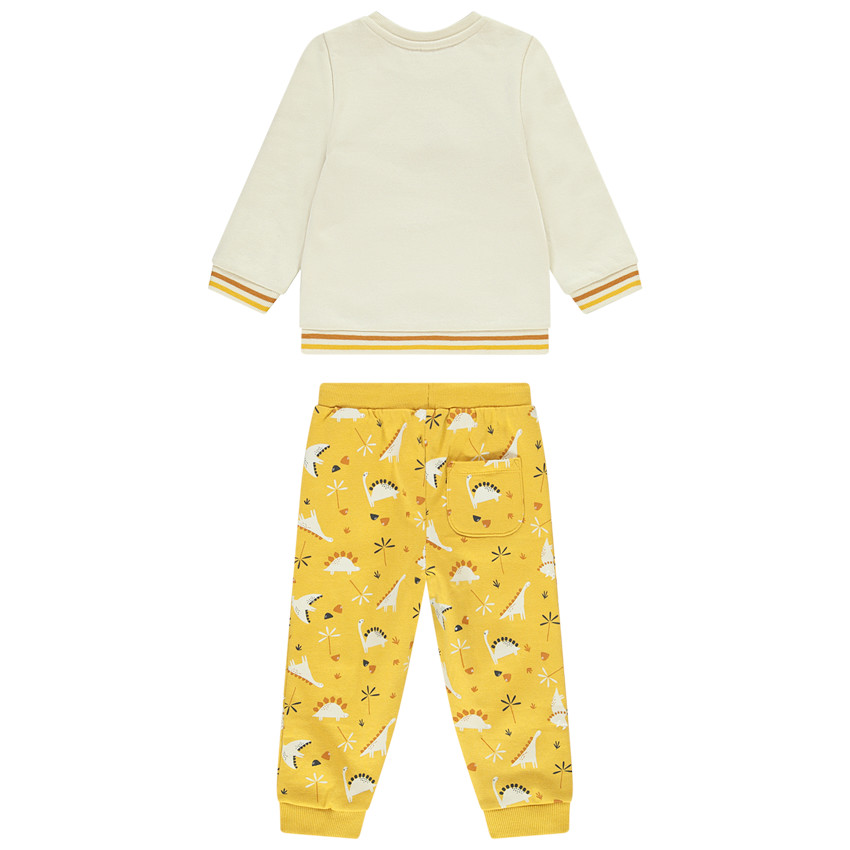 Conjunto en lana de sudadera + pantalón de chándal con estampado de dinosaurios para bebé niño 
