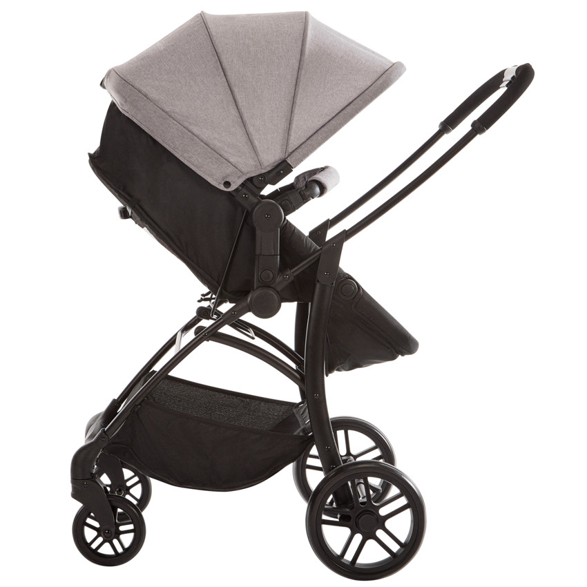 Carro trio combinado con silla de coche y capazo jaspeado/gris 
