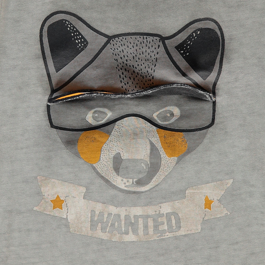 Camiseta de punto de manga larga teñida con zorro estampado 