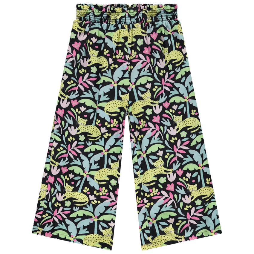 Pantalón amplio con frunce estampado jungla para niña 