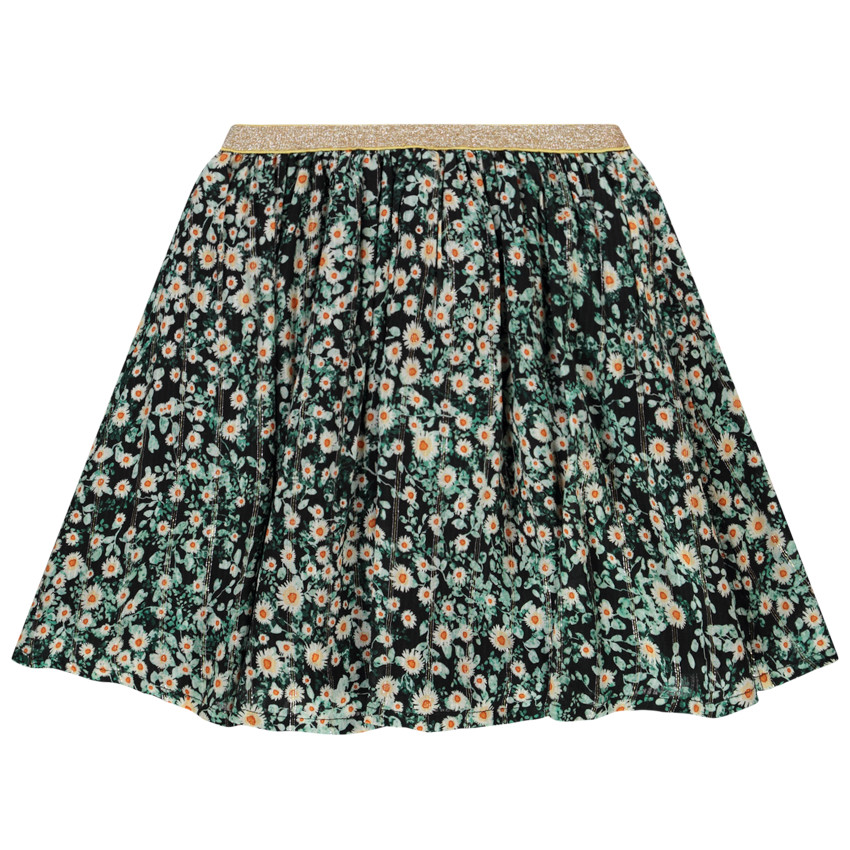 Falda corta en gasa de viscosa con estampado floral para niña 