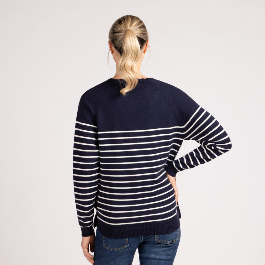 Jersey de lactancia de punto a rayas estilo marinero con cuello fantasía 