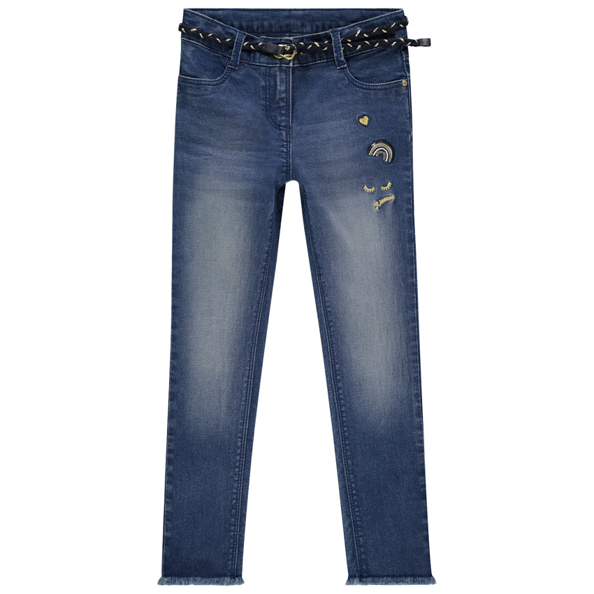 Pantalón slim con bordados y cinturón para niña  Additional Pantalón slim con bordados y cinturón para niña