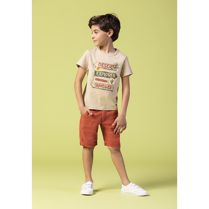 Camiseta manga corta corta estampado/ parches 