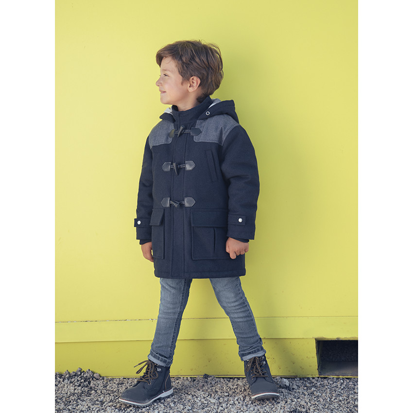 Trenca de poliéster y lana forrada con forro de cuadros 