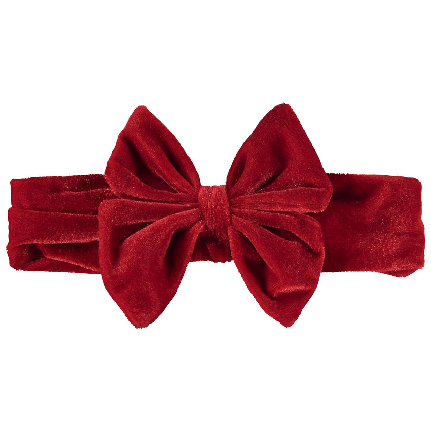 Diadema de fiesta de terciopelo rojo con lazo para niña 