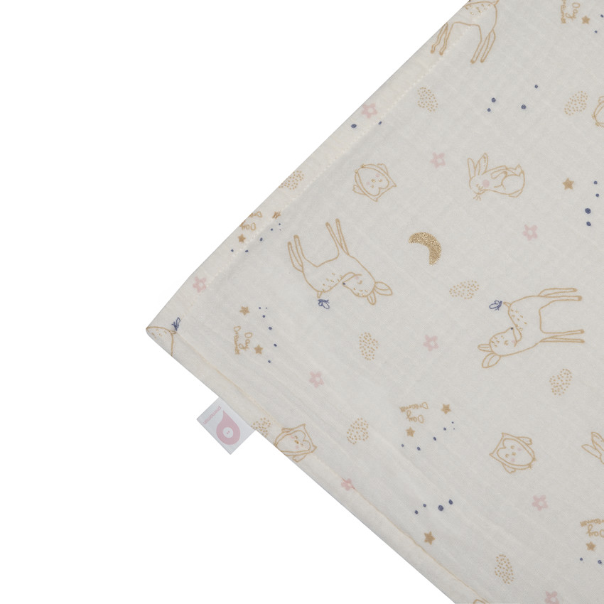 Cobertor reversible de sherpa/gasa 80 x 110 cm Little Deer 
