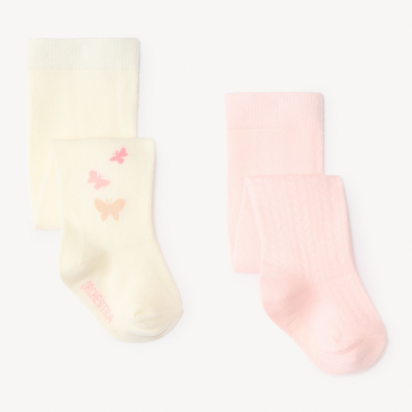 Lot de 2 paires de collants épais fantaisie pour bébé fille 