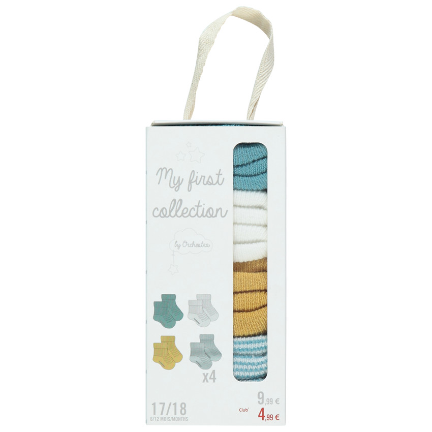 Pack de 4 pares de calcetines acanalados en tonos azul y ocre  Additional Pack de 4 pares de calcetines acanalados en tonos azul y ocre