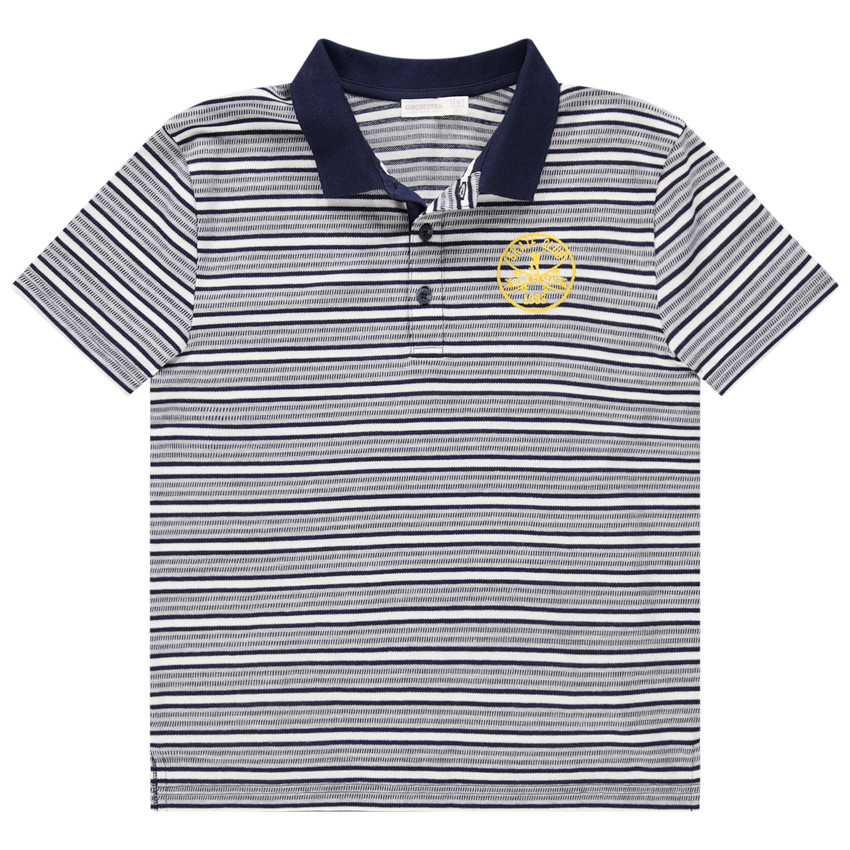 Júnior - Polo de manga corta de rayas y con escudo bordado  Additional Júnior - Polo de manga corta de rayas y con escudo bordado