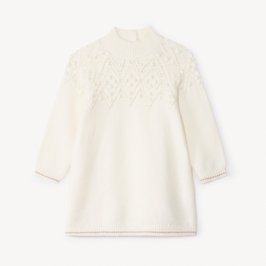 Vestido de manga larga de punto liso para bebé niña 