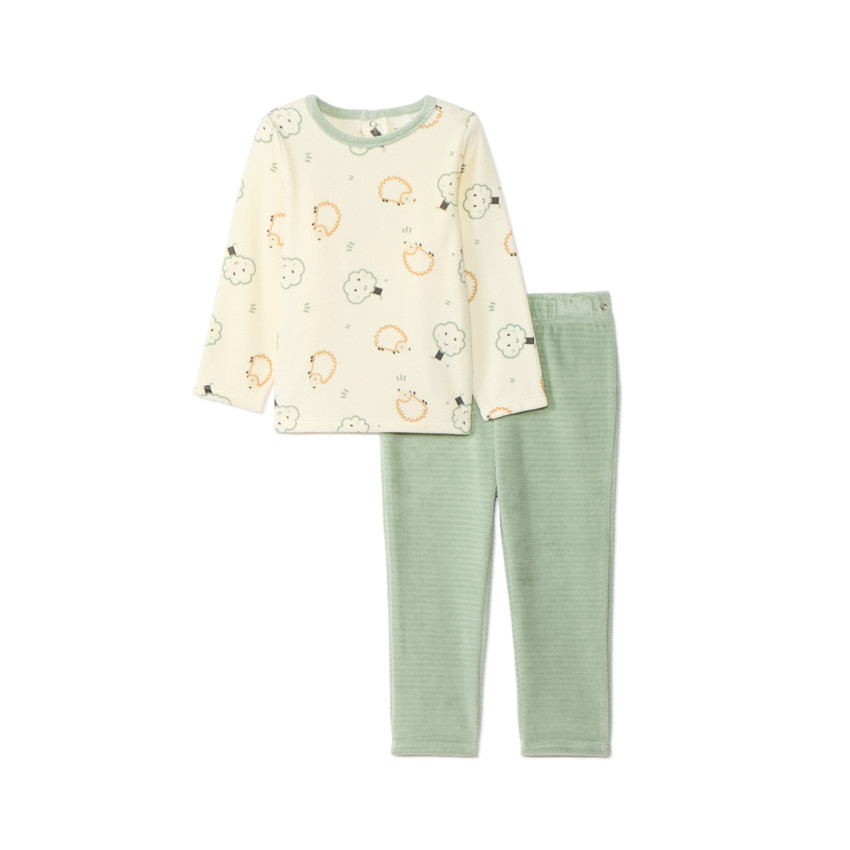 Conjunto de pijama de terciopelo fantasía para bebé niño con acabados diferentes según la edad 