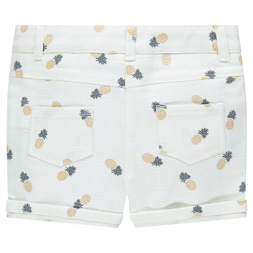 Pantalón corto trenzado de algodón con piñas estampadas all over 