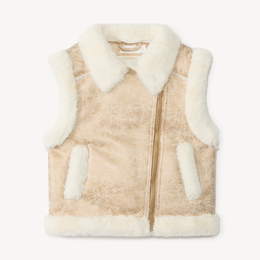 Veste sans manches contrecollé effet fourrure pour fille 
