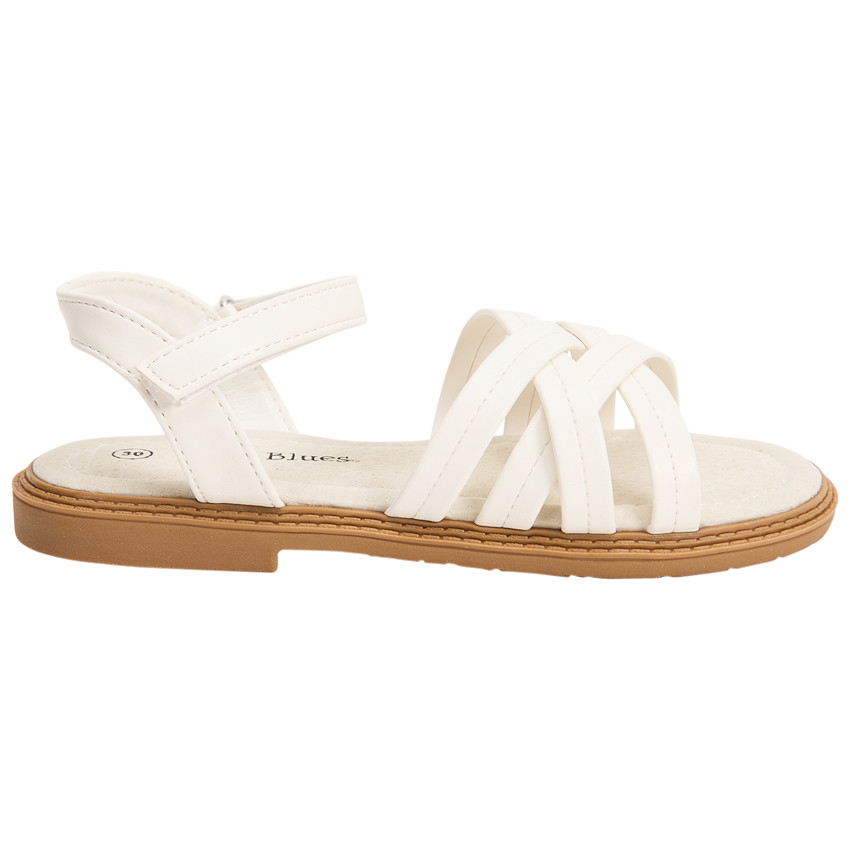 Sandalias blancas con tiras cruzadas para niña 