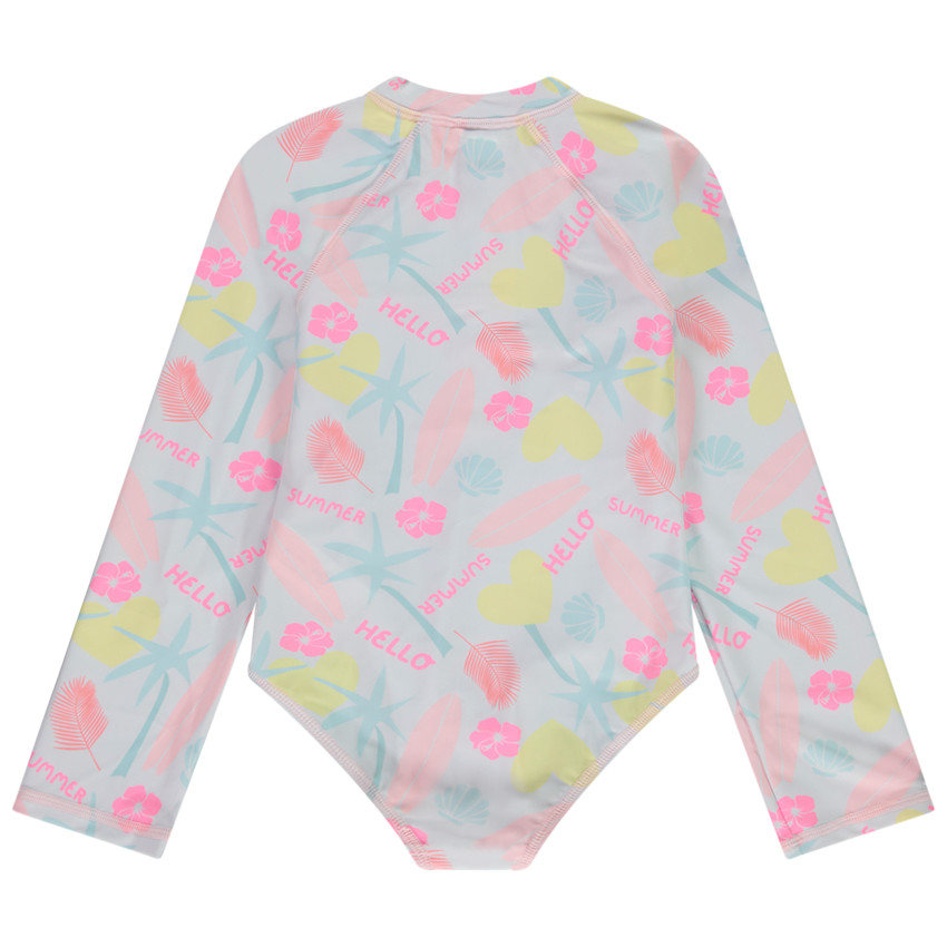 Bañador 1 pieza anti-UV estampado exótico para niña 