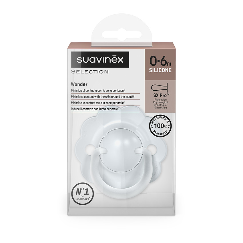 Chupete tetina fisiológica silicona SX PRO Wonder 0-6M azul 
