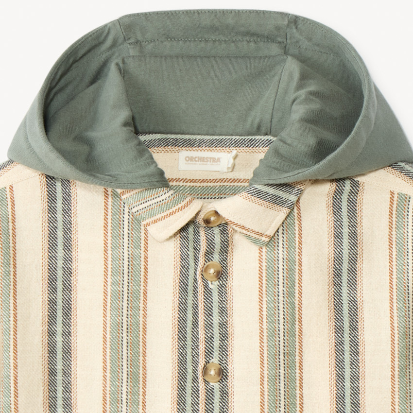 Surchemise rayée en toile avec capuche pour garçon   
