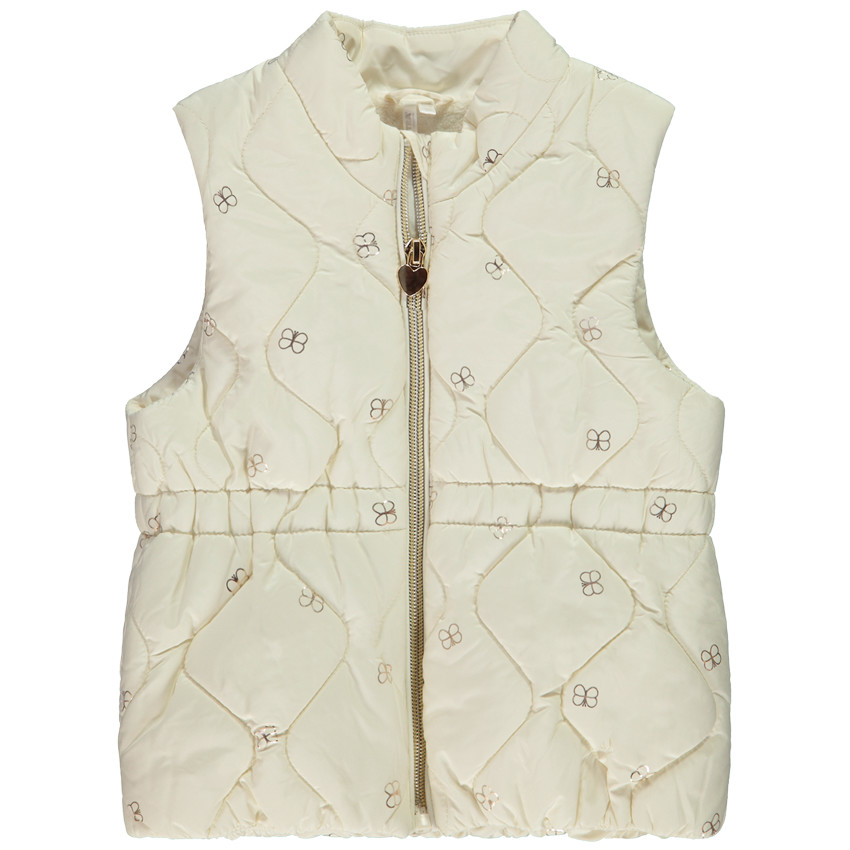 Chaleco acolchado sin mangas con estampado de mariposas brillantes para bebé niña 