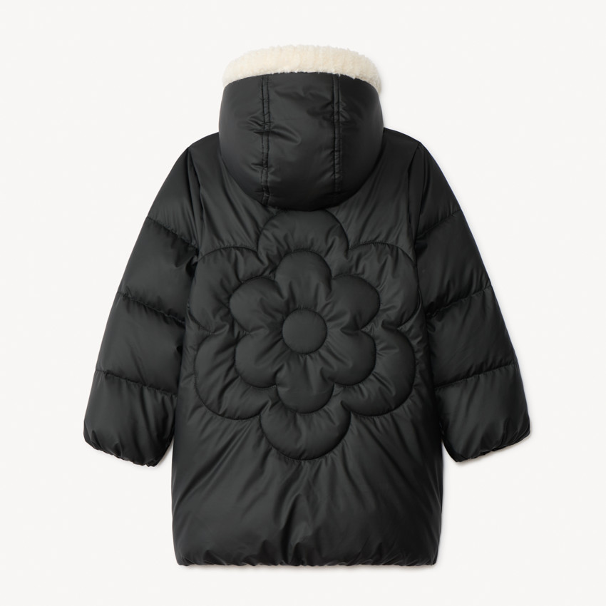 Anorak de tela con forro y flor acolchada para niña 