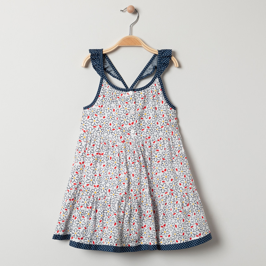 Robe à fleurs et bretelles volantées 