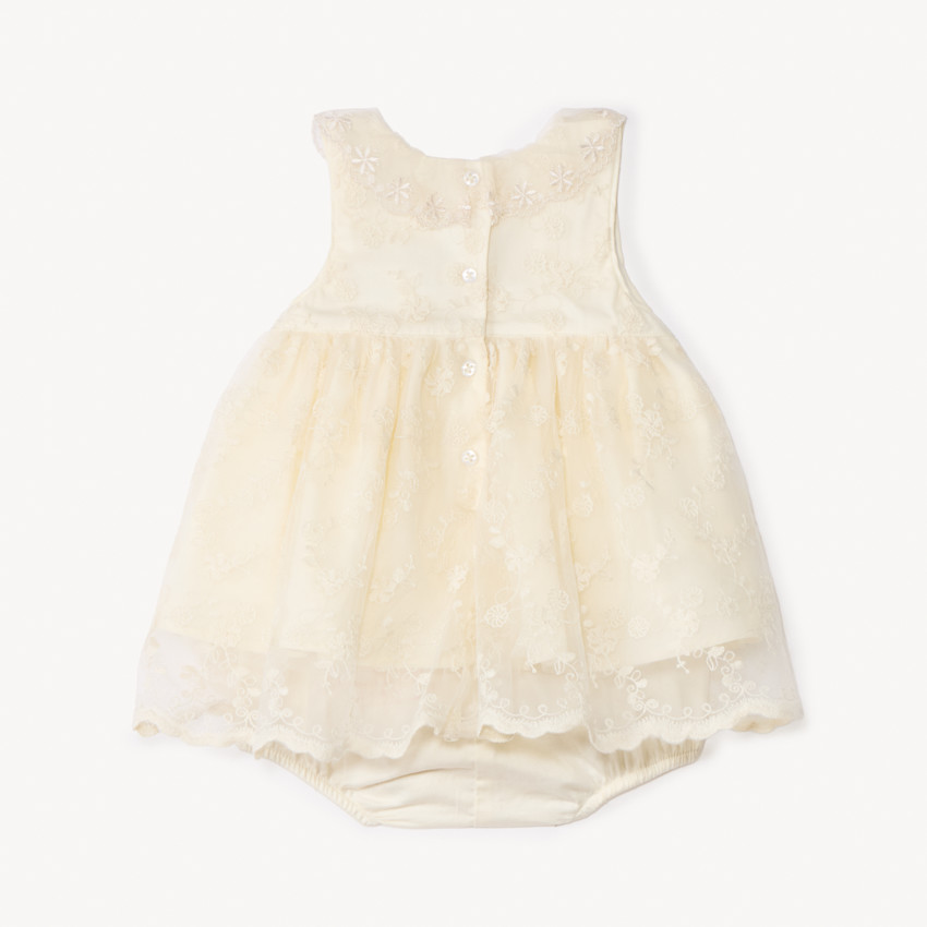 Combinaison corta 2-en-1 de tul bordado para niña bebé 