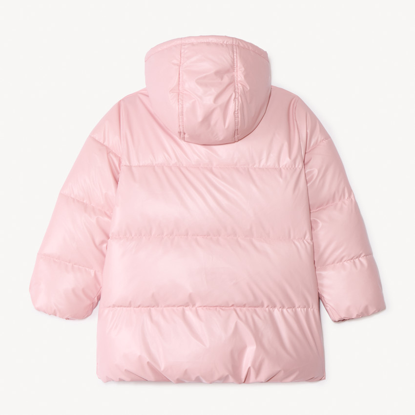 Chaqueta acolchada con capucha de tejido iridiscente forrada en sherpa para niña 