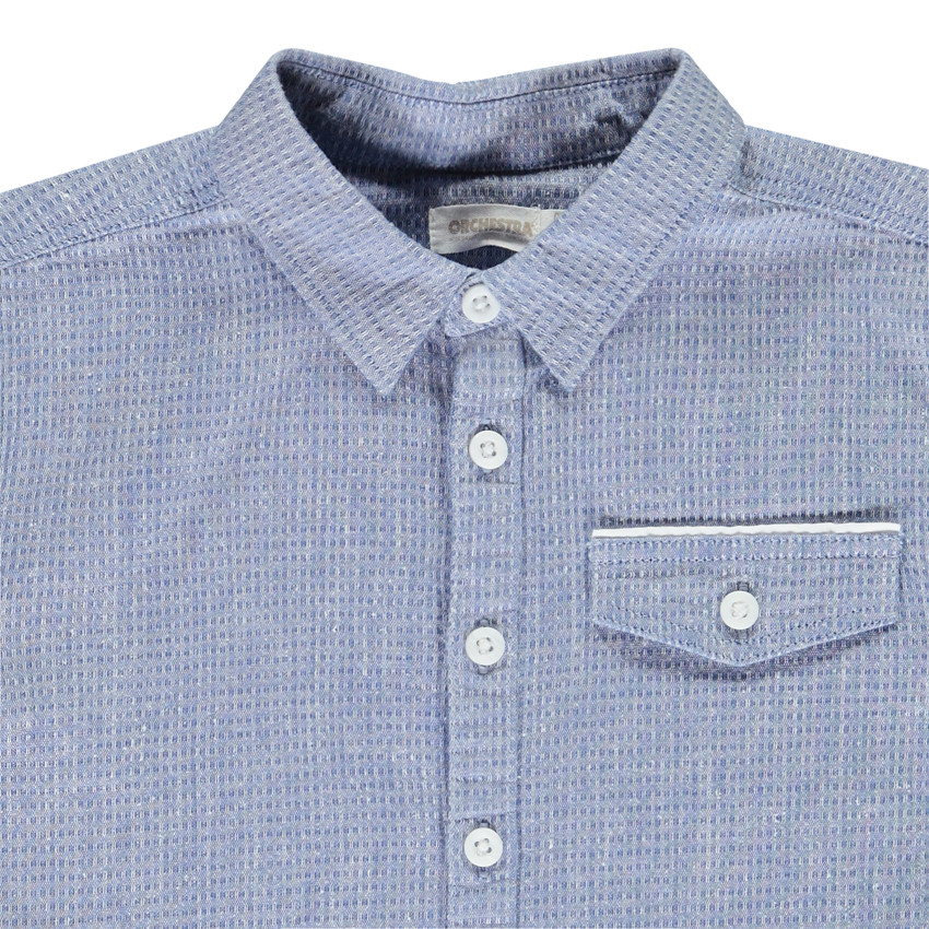 Camiseta de manga corta lisa en tejido texturizado para niño 