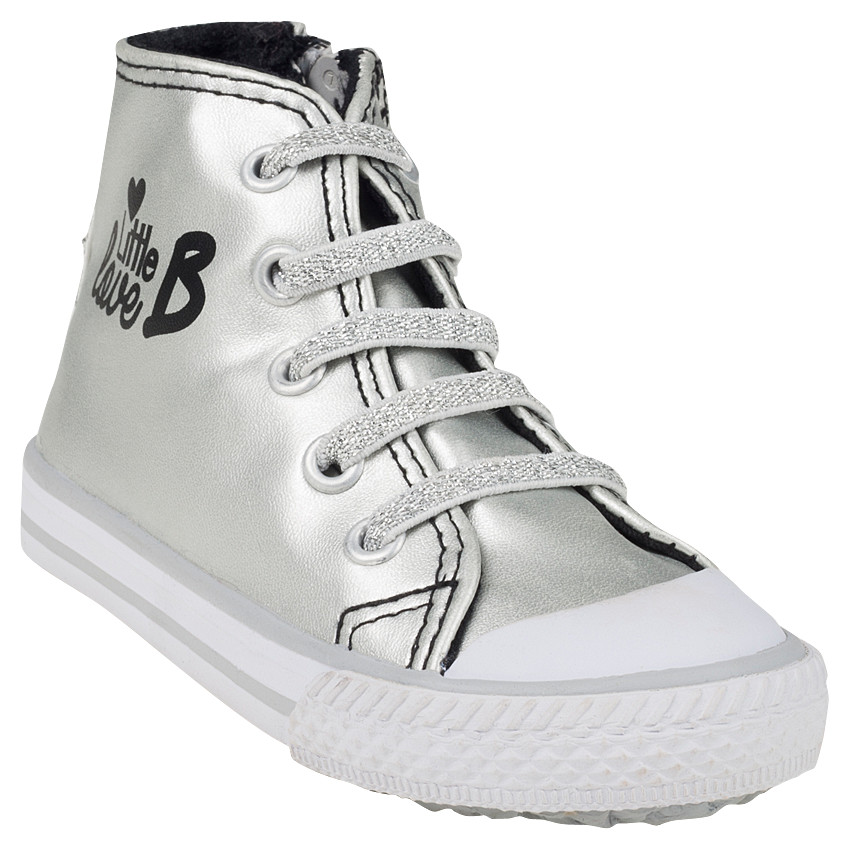 Zapatillas de deporte de caña alta cierre de cremallera y con cordones con purpurina banda con purpurina 