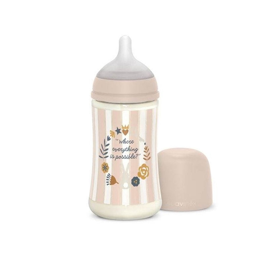 Biberón con tetina fisiológica SX PRO M 270ml Wonderland rayas rosa 
