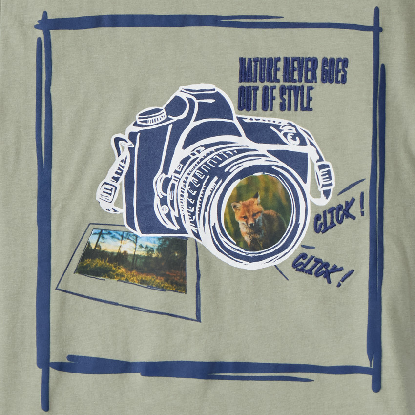 Camiseta de manga corta con fotoprint de zorro para niño 