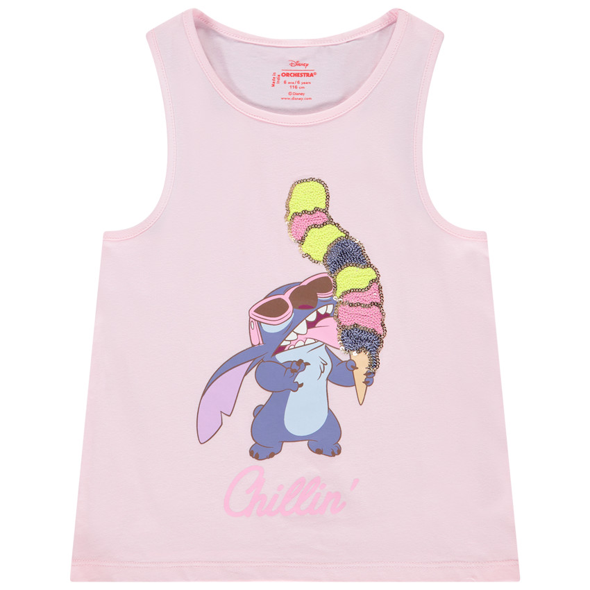 Camiseta sin mangas Stitch Disney con lentejuelas para niña 