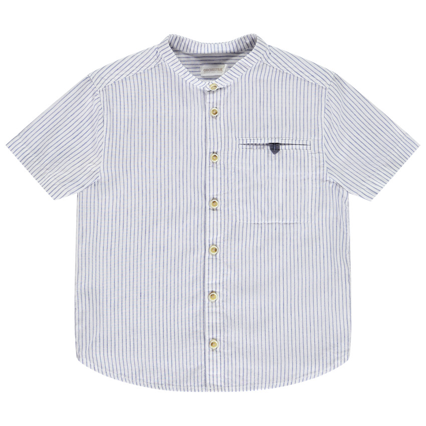 Camisa de manga corta a rayas con cuello mao para niño 