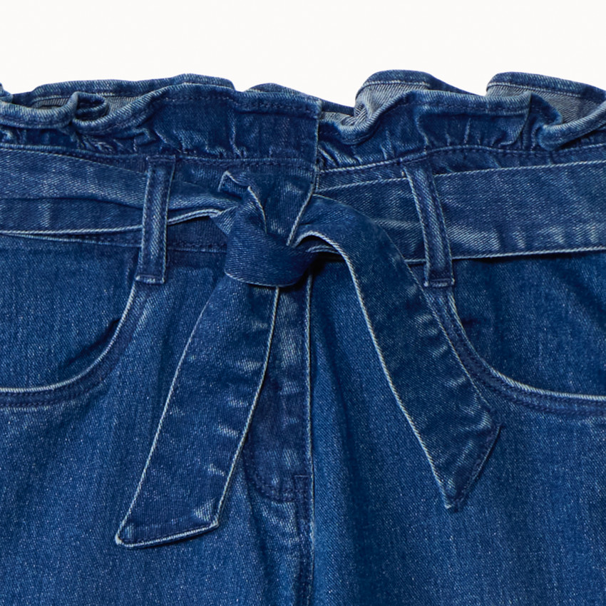 Jean paperbag con cinturón para niña 