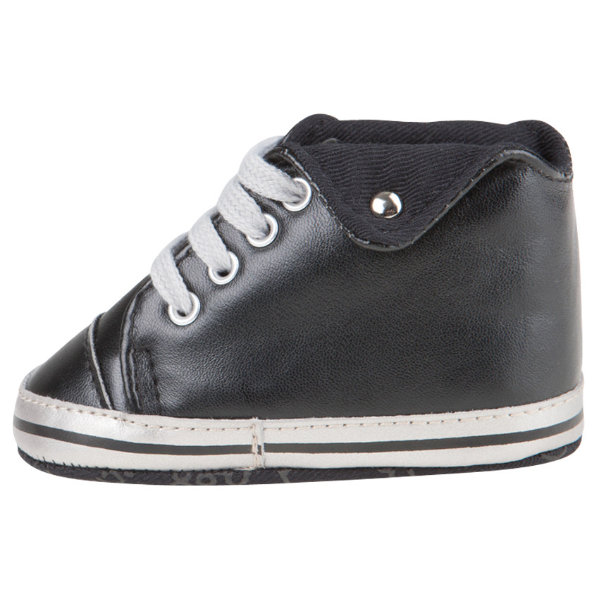 Zapatos merceditas de caña alta de color negro con pliegue y con cordones 