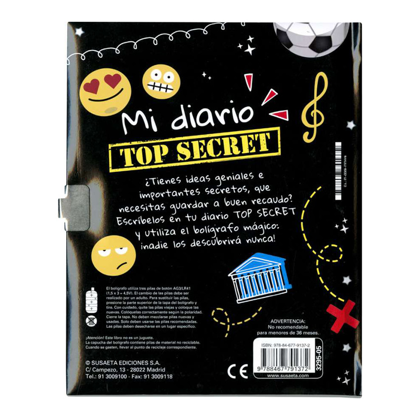 Libro Diario Mi diario Top Secret +6 años 
