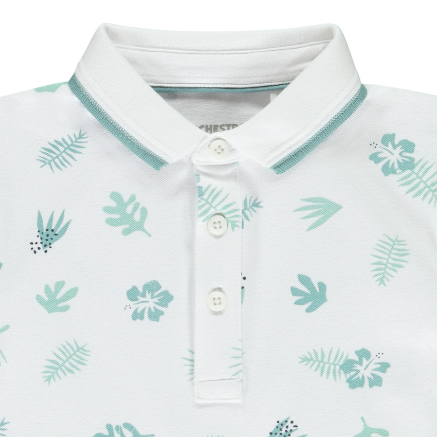 Polo de manga corta con estampado de hojas para niño 