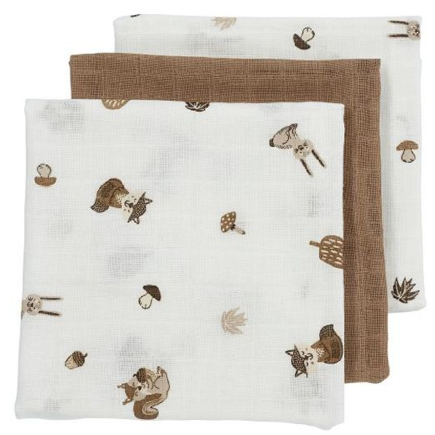 Pack de 3 muselinas medianas 70x70cm Me-Forest Animals Toffe 