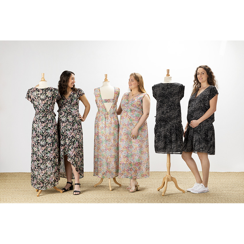 Vestido de embarazo de manga corta estilo cruzado 