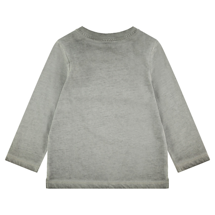 Camiseta de punto de manga larga teñida con zorro estampado 