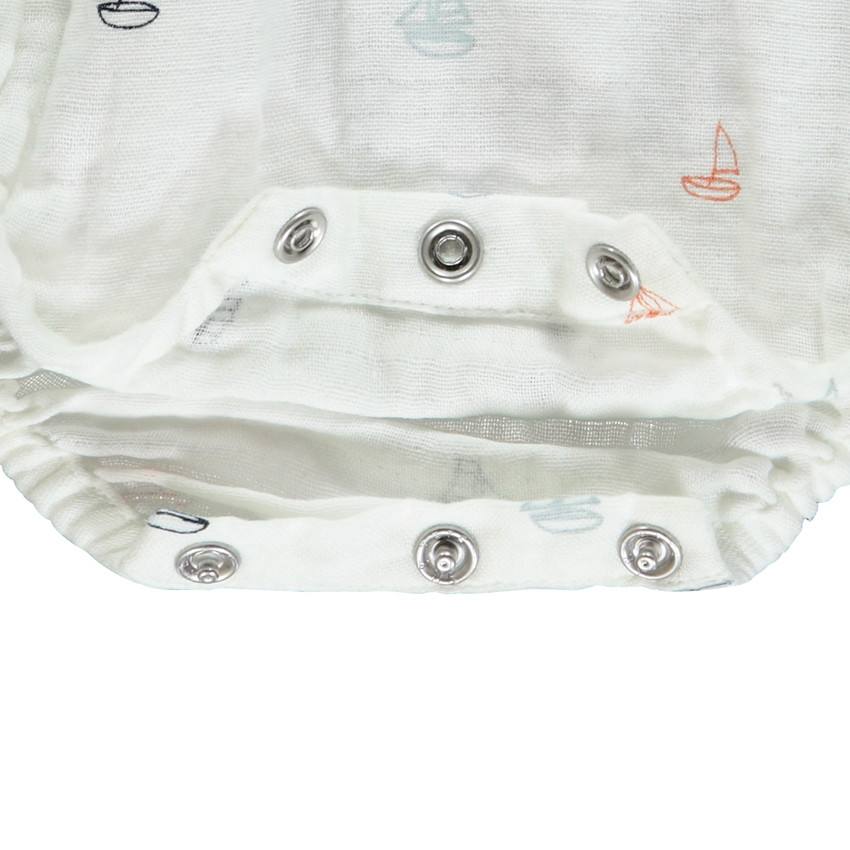 Ranita con cuello marinero estampado de veleros para bebé niño 