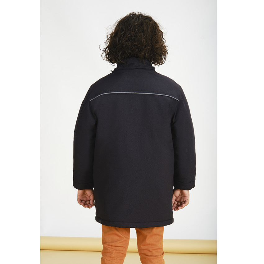 Parka en poliéster con capucha con pelo falso y forro micropolar para niño 