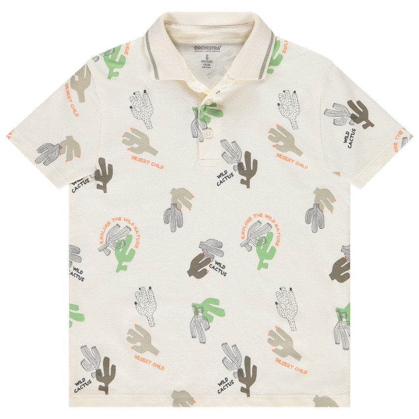 Polo de manga corta con estampado de cactus para niño 