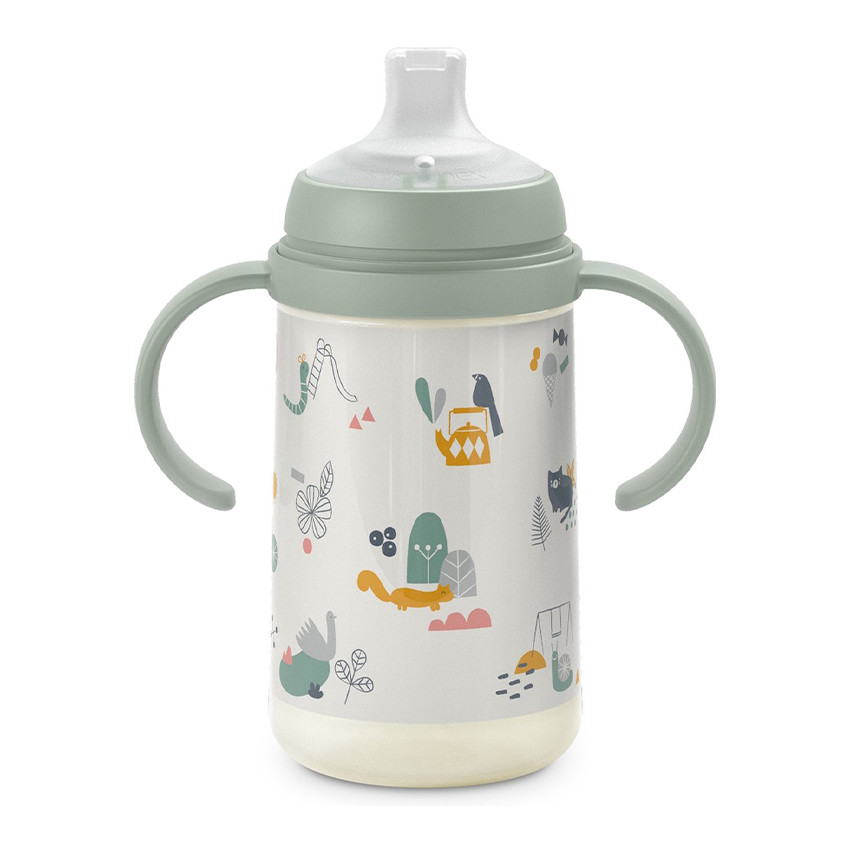 Vaso de aprendizaje antigoteo con asas Walk in the Park 270 ml verde 