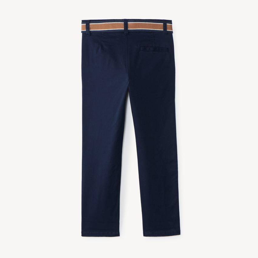 Pantalón recto de tela niño con cinturón 