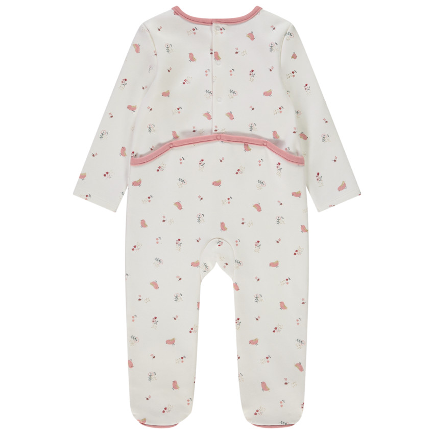 Pelele estampado para bebé niña con aperturas diferentes según la edad 