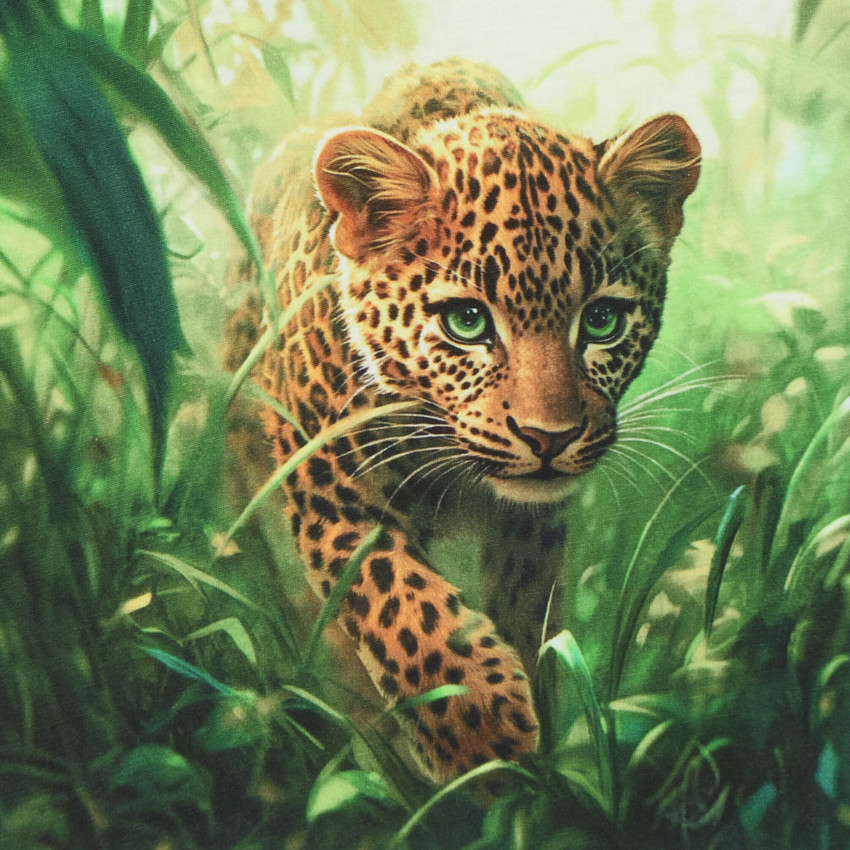 Camiseta de manga corta con estampado fotográfico de leopardo para niño 