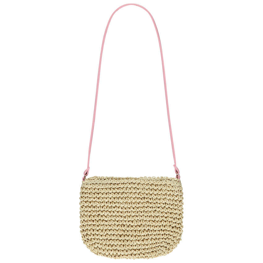 Bolso bandolera de paja trenzada con flores para niña 
